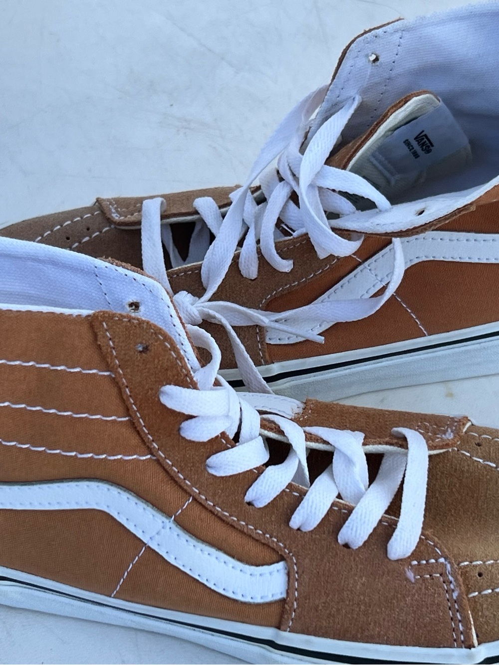 Vans High-Top Sneakers in Brown and White